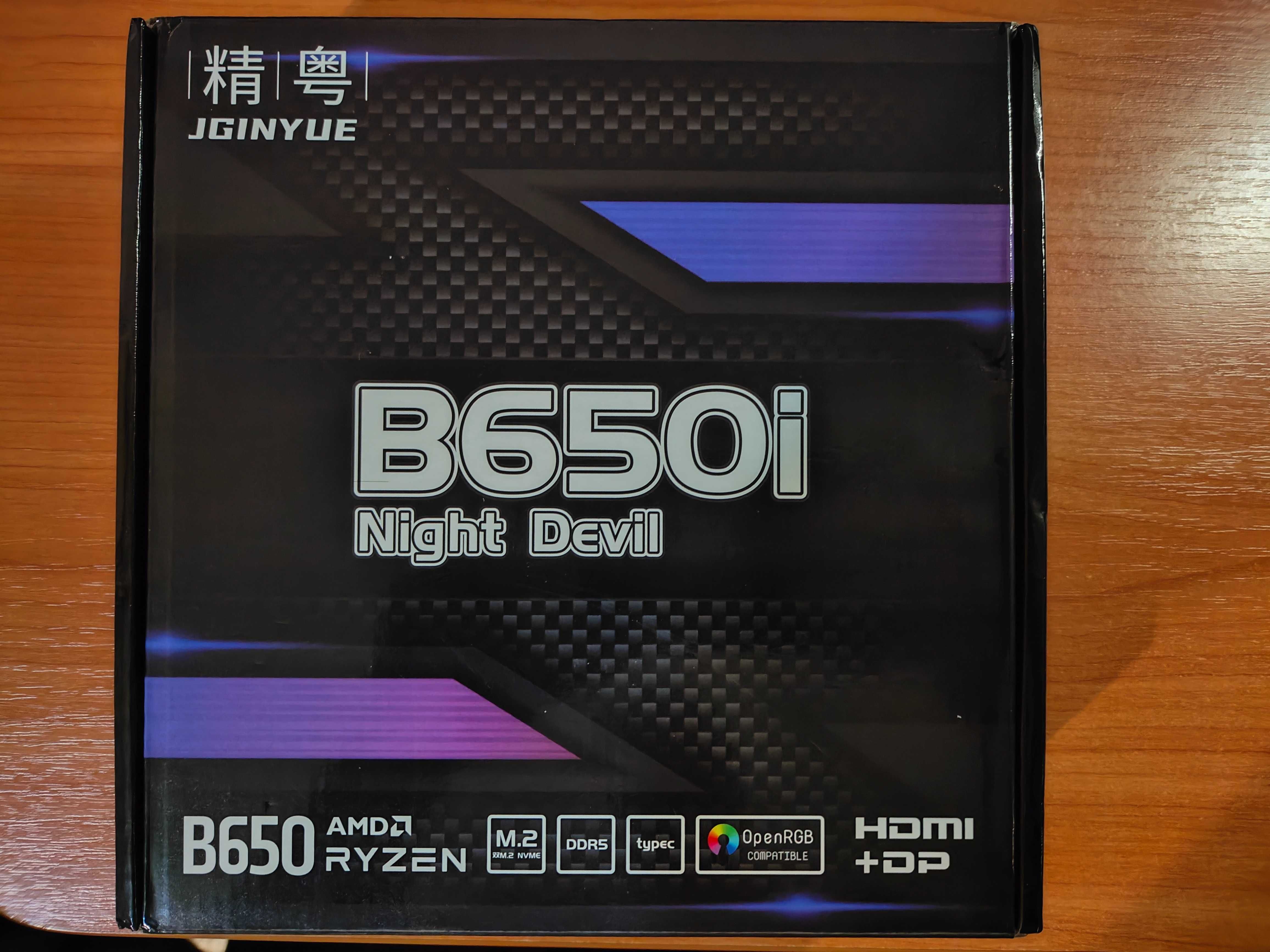 AM5 материнская плата ITX JGINYUE B650i Night Devil DDR5 16Gb