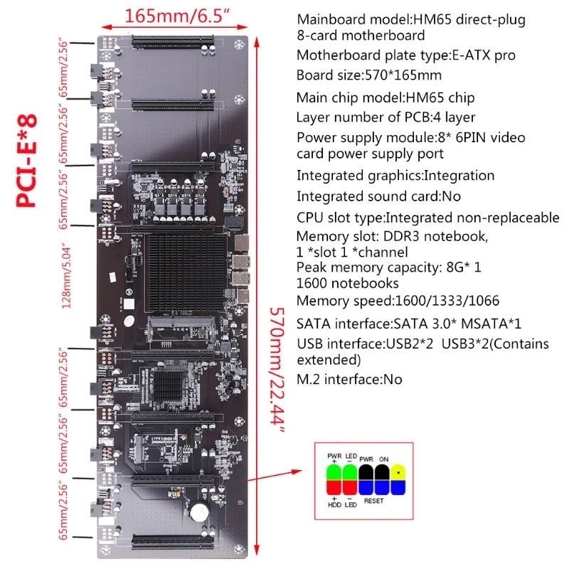 Motherboard Octominer Mining - 8 GPU - Nova