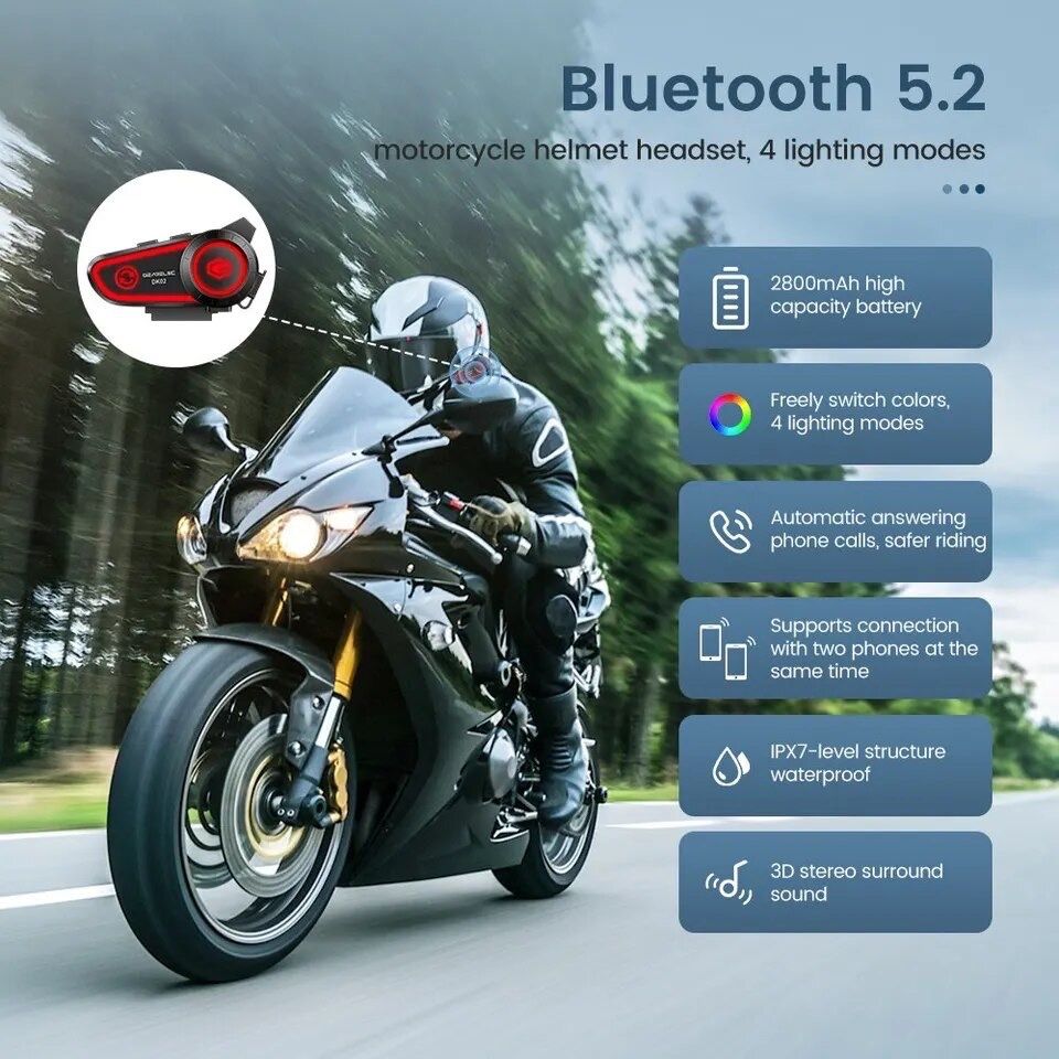 Auricular bluetooth moto, 2800 mAh, impermiável, led