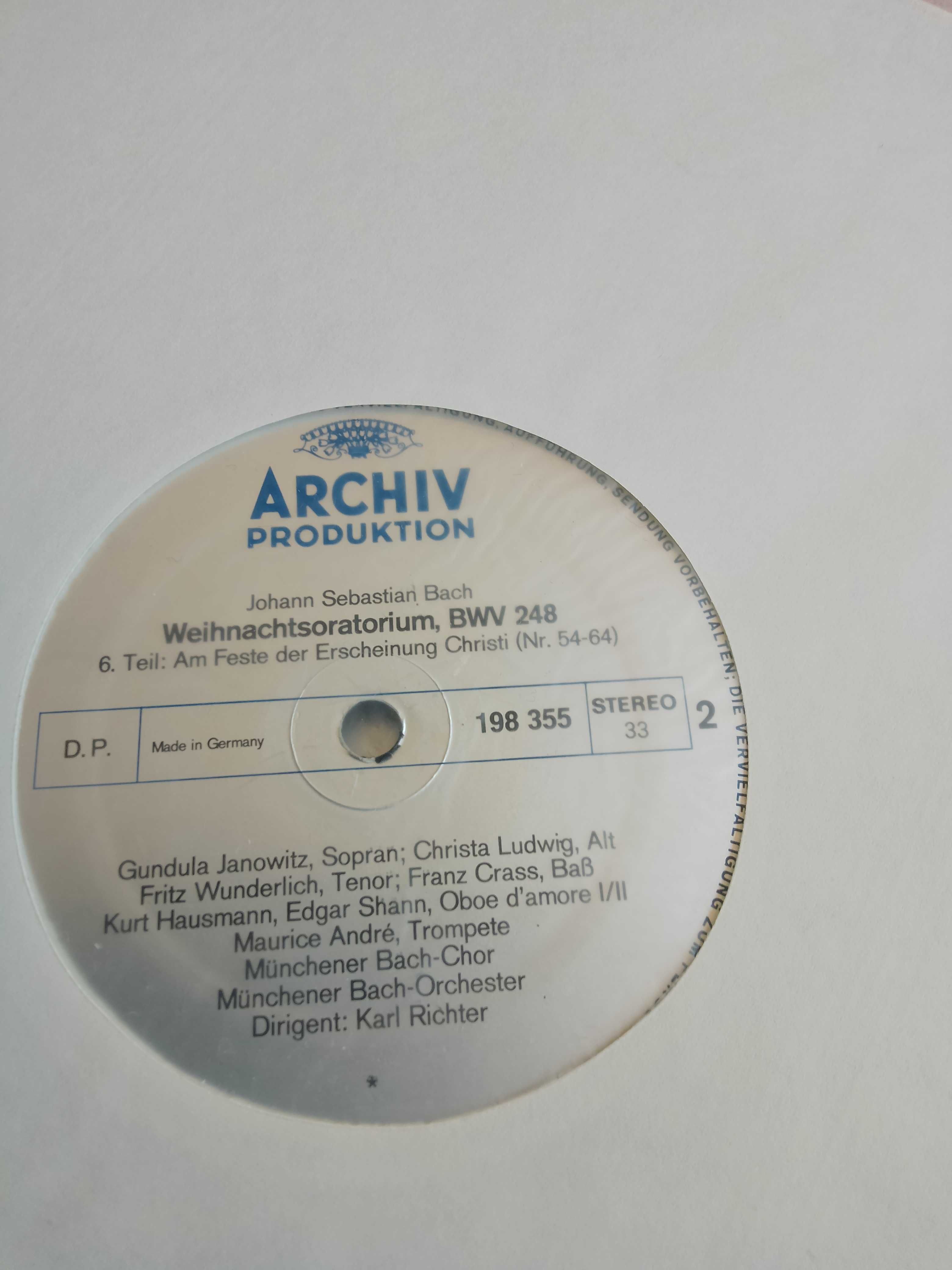 Płyty winylowe J.S.Bach. Komplet ( 3 szt ). Stan płyt jak nowe.