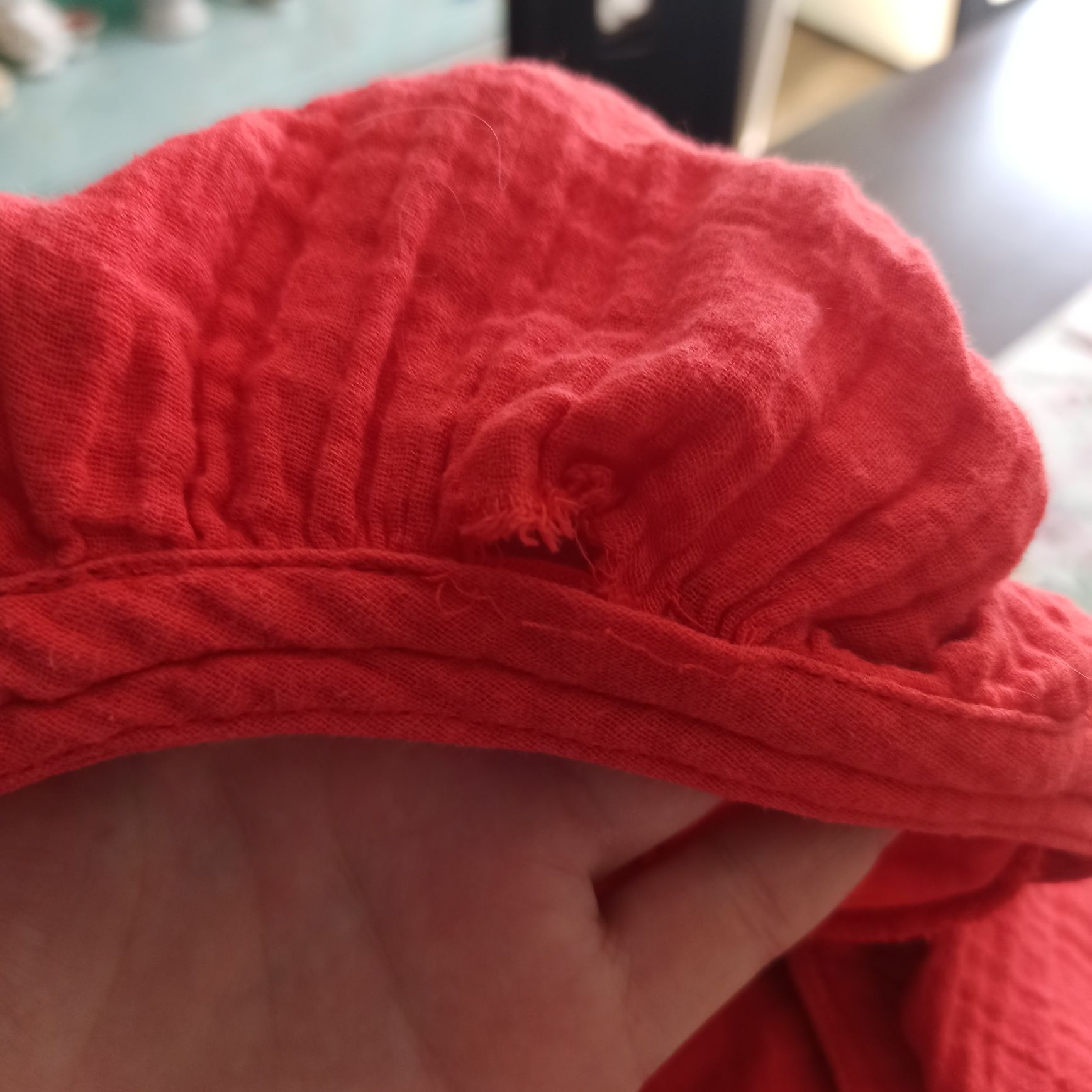 H&M XL 2XL 3XL letnia czerwona muślinowa sukienka z długim rękawem