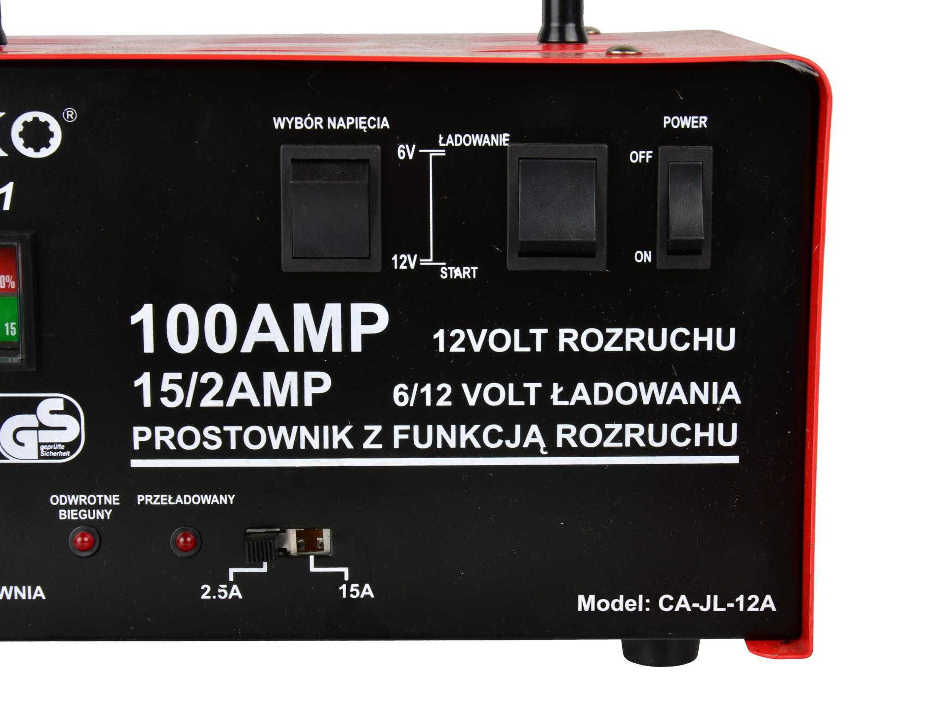 Prostownik samochodowy z rozruchem do akumulatorów 100A 6/12V 20-120AH
