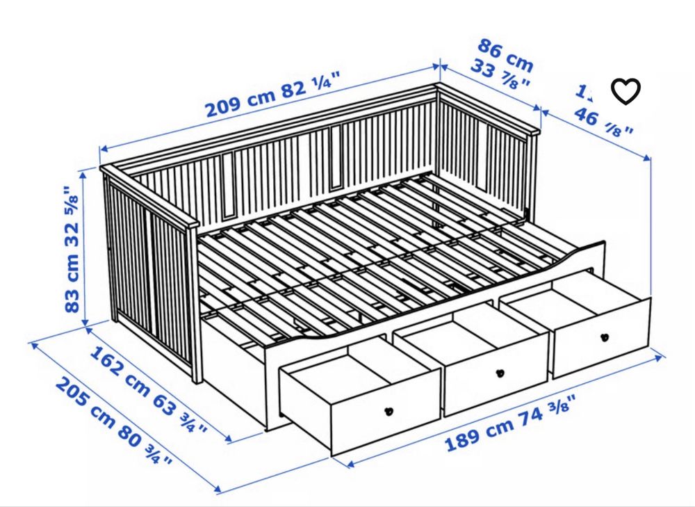 Cama individual/dupla c/3 gavetas/2 colchões, branco 80x200 cm