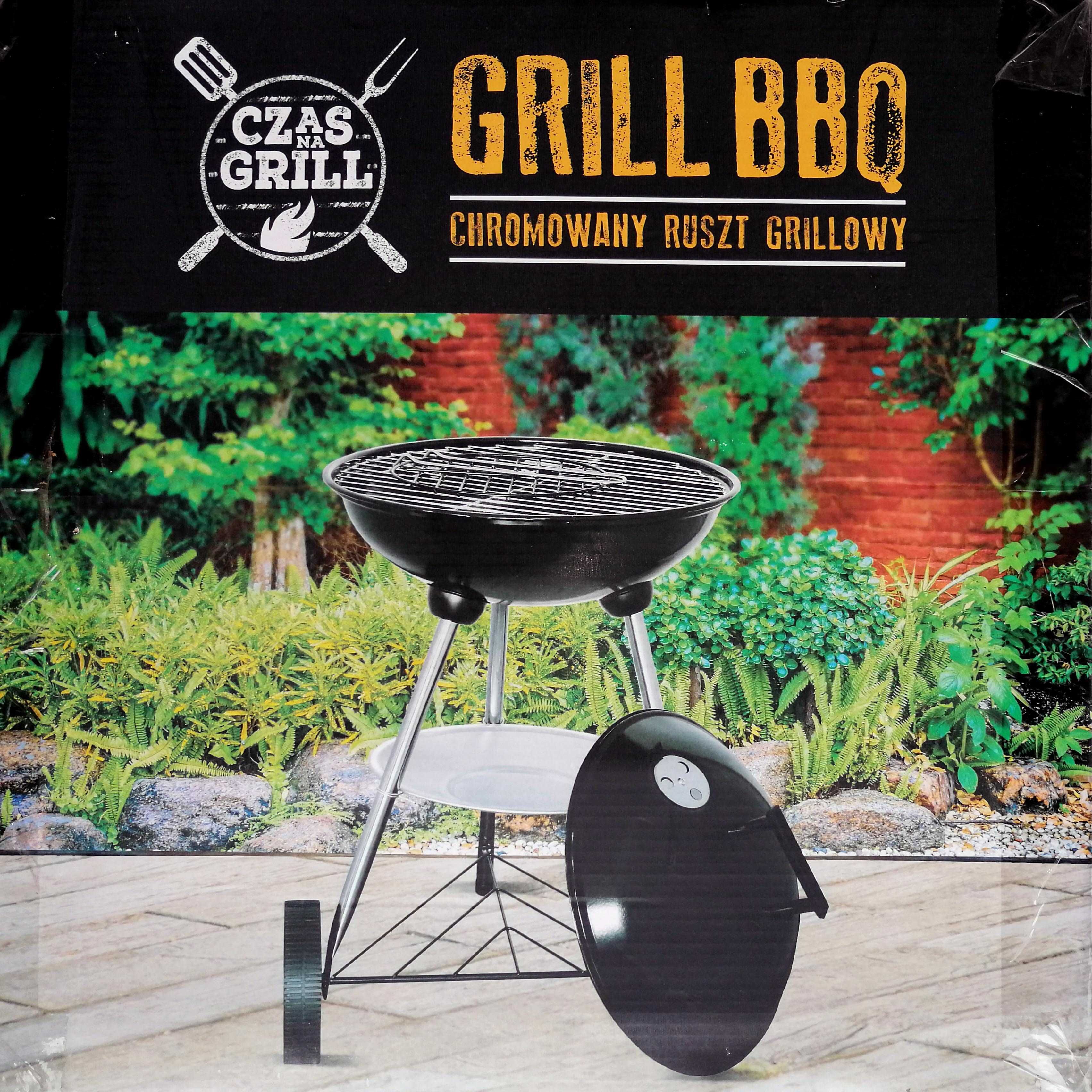 Grill BBQ ogrodowy z pokrywą śr. 37 cm. Na kółkach