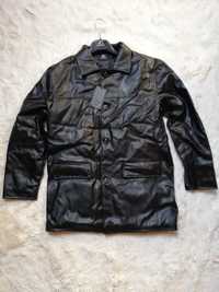 Nowa włoska kurtka ekoskóra L czarna męska płaszcz
