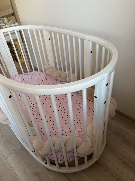 Łóżeczko Stokke Mini + rozszerzenie + 2 materace - STAN BDB