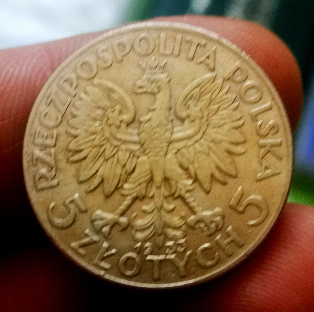 Moneta obiegowa II RP głowa kobiety 5zl 1933r