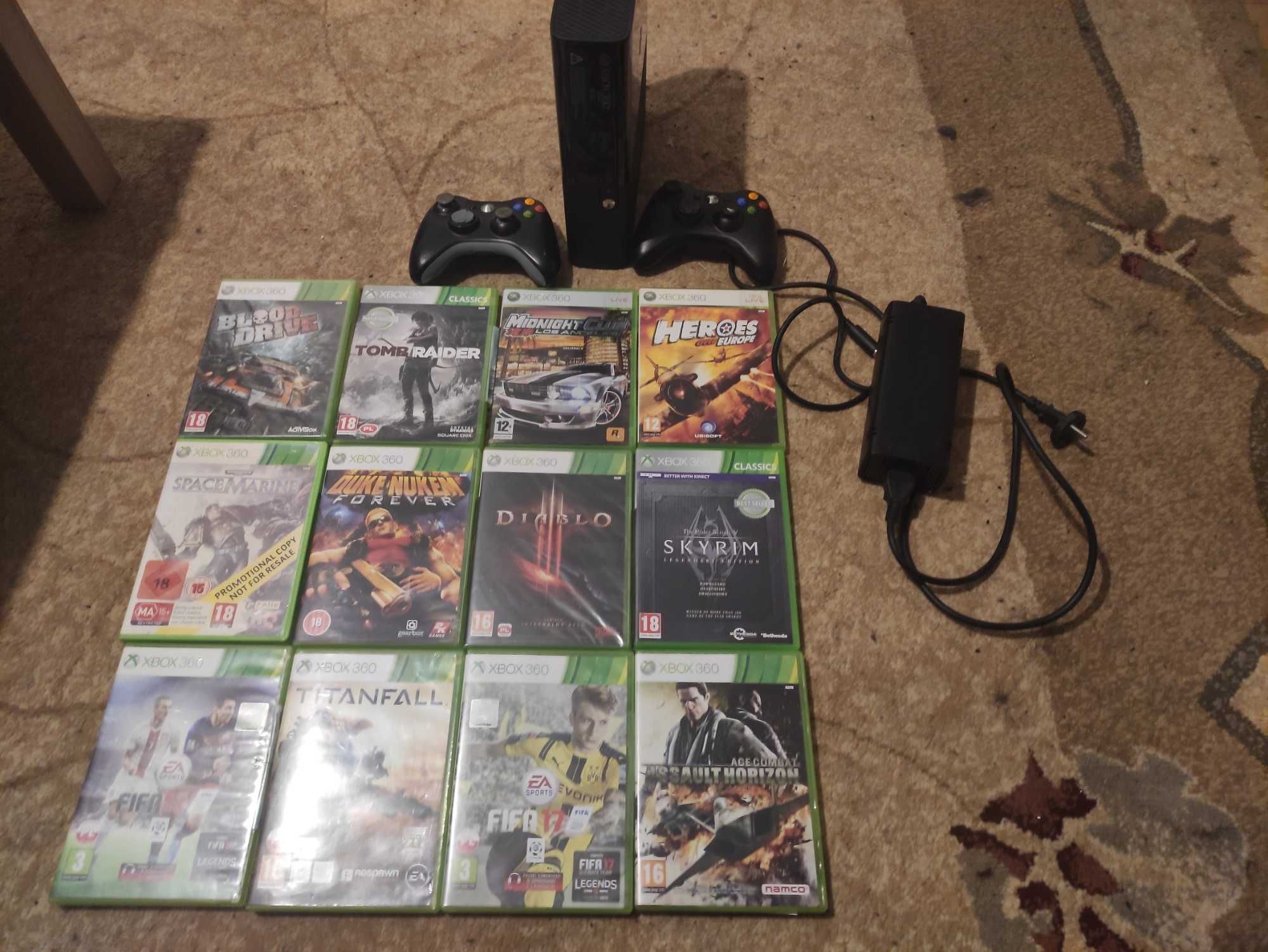 Xbox 360, 500gb, 2 pady, 12 gier