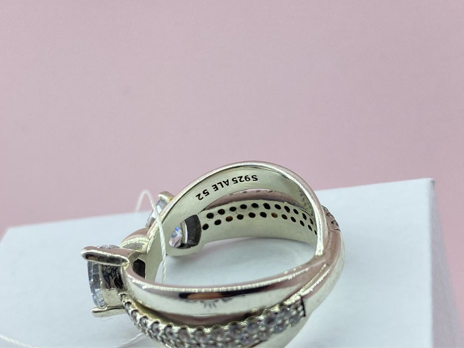 Оригінальна срібна каблучка Pandora «Іскристий бант» Бірка/пломба