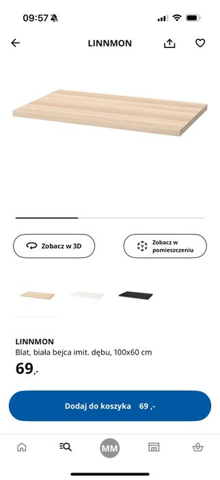 Nowy blat do biurka stolu ikea 100 60 linnmon biala bejca imit dębu