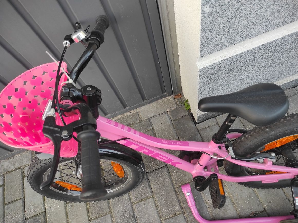 Rower różowy dla dziewczynki koła 16 Treck precaliber