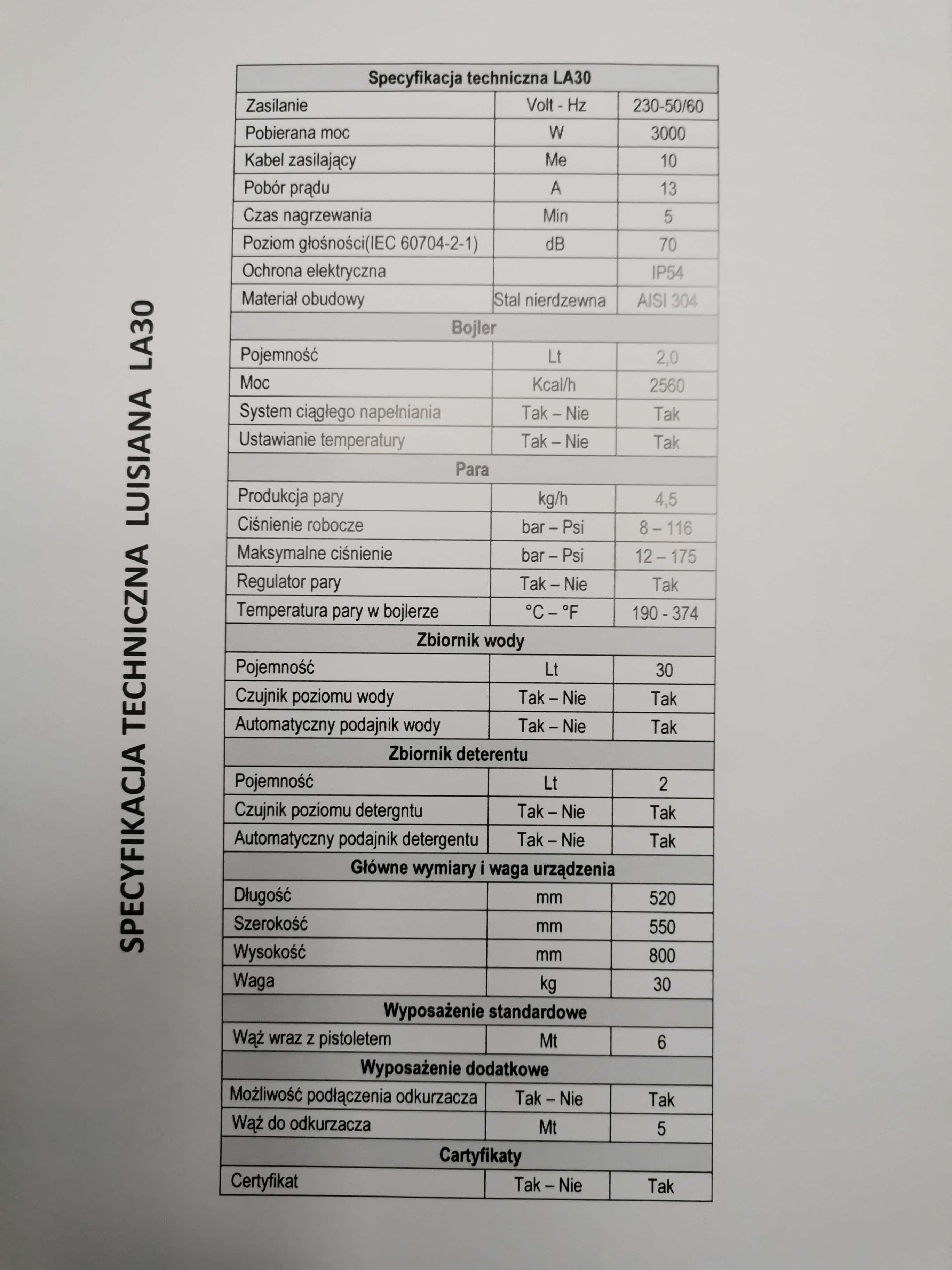 Myjka parowa Luisiana LA30