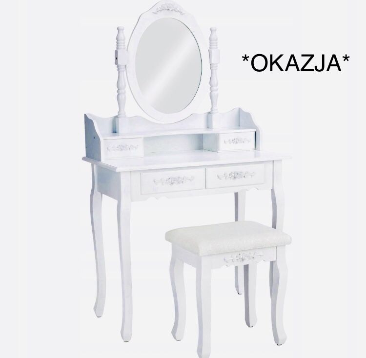 Toaletka kosmetyczna z lustrem + Taboret GRATIS *obniżka ceny -20%*