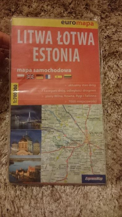 mapa samochodowa LITWA ŁOTWA ESTONIA euro mapa 2013/2014