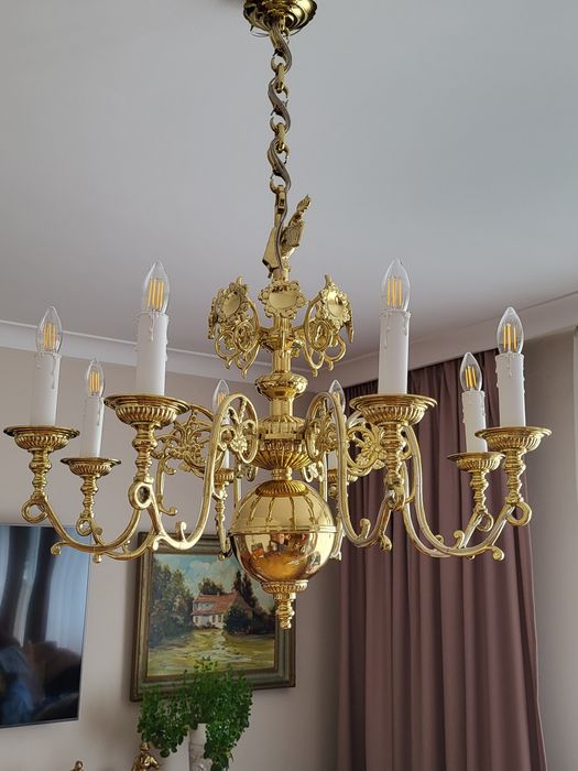 Żyrandol z mosiądza Księstwa Warszawskiego