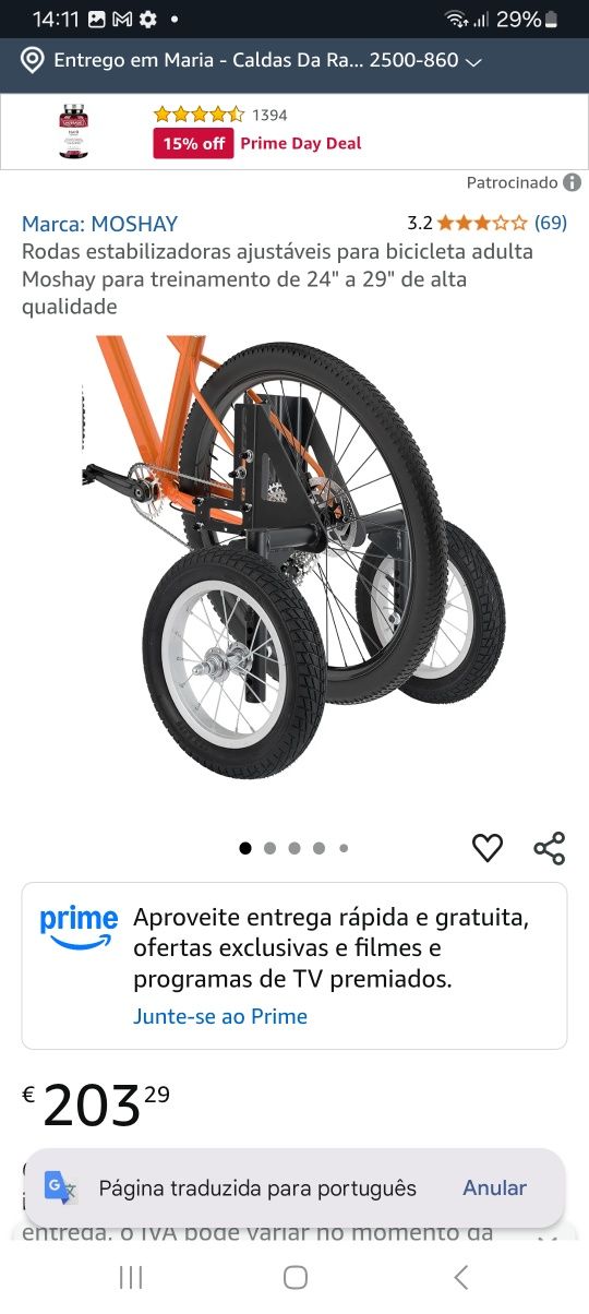 Rodas de apoio para bicicleta de adulto - roda 26 a 29