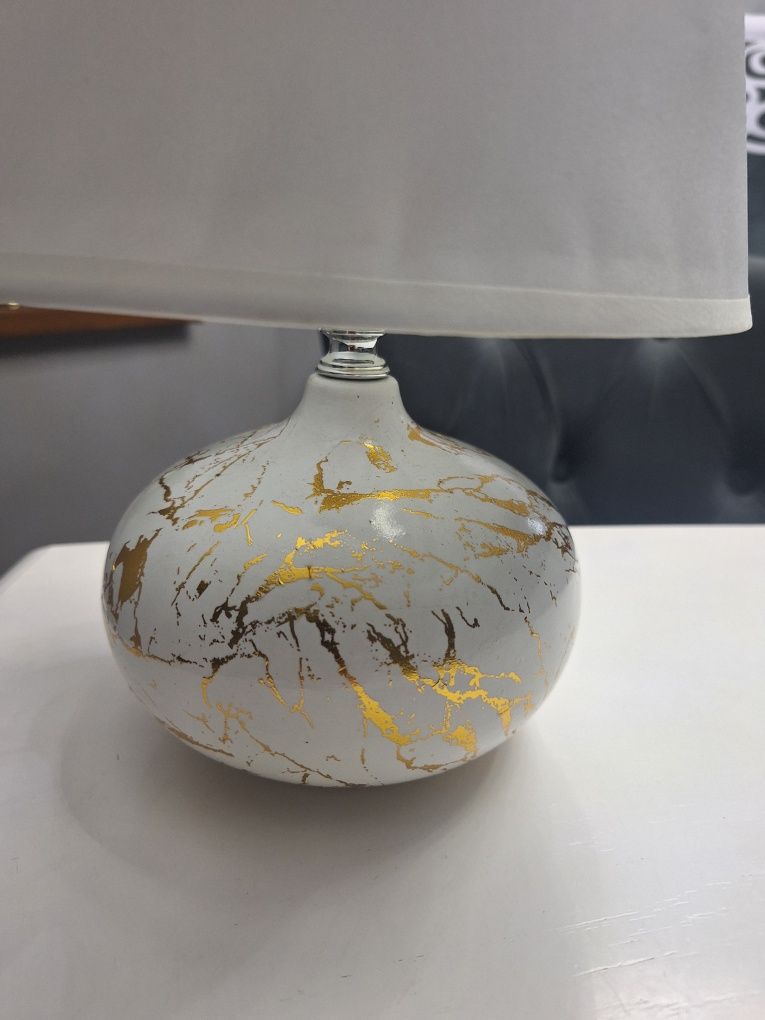 Lampka biało złota glamour home & you marmurek i