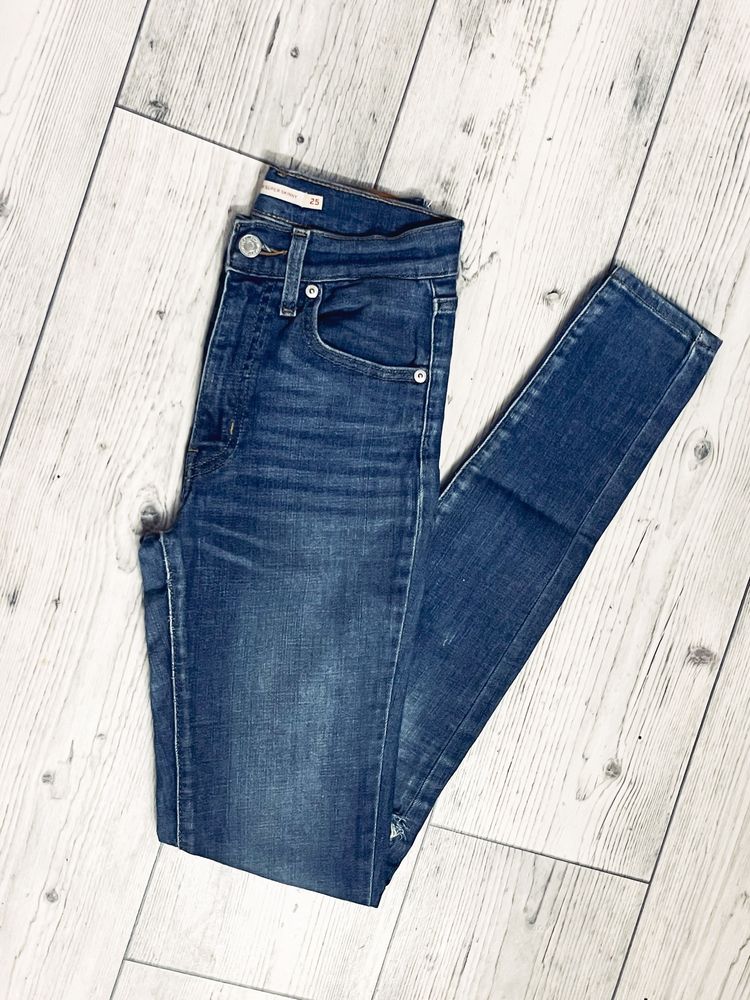 levi’s mile high rise skinny W25 XS niebieskie jeansy z wysokim stanem