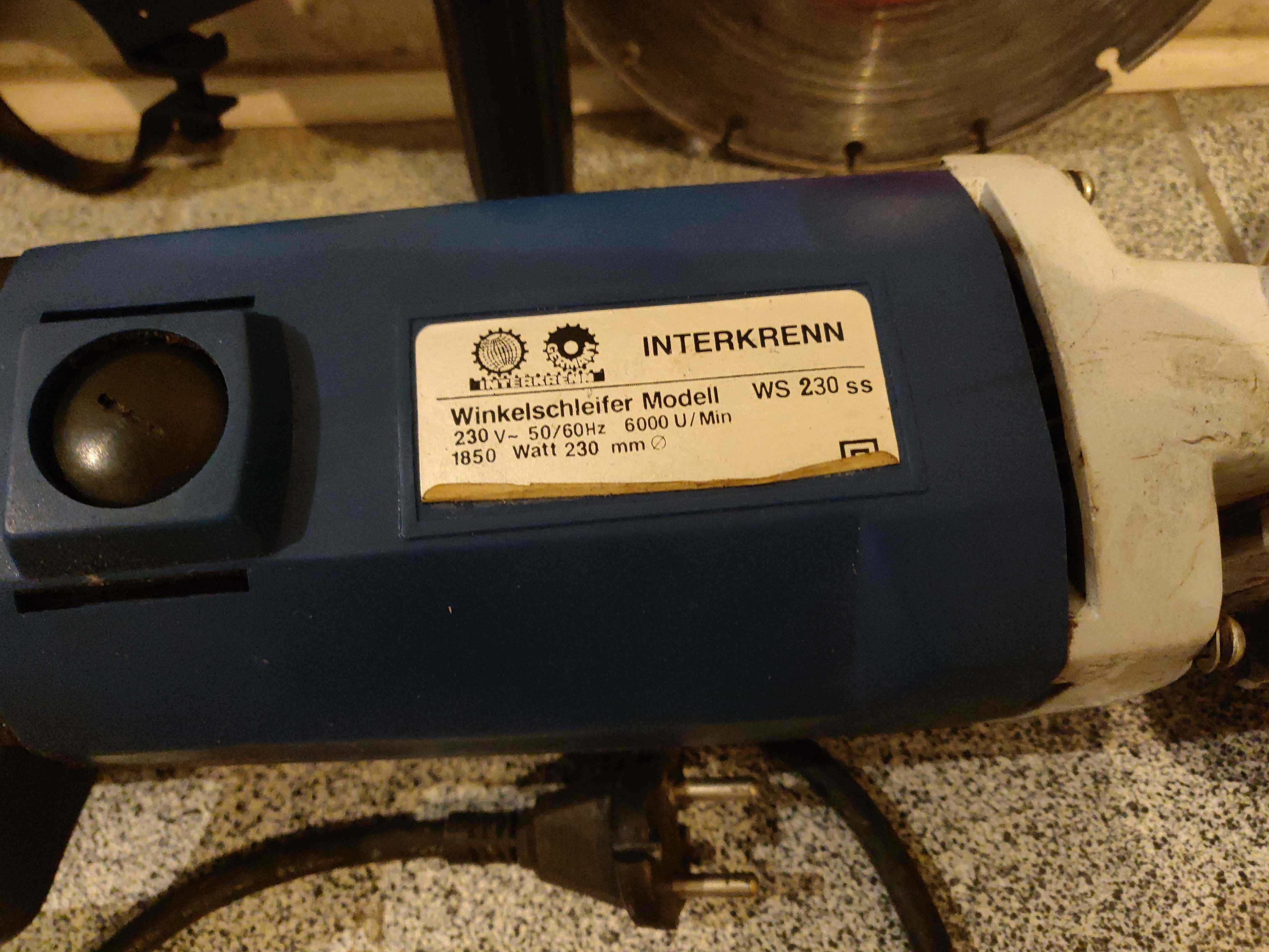 Szlifierka kątowa Interkrenn duża, niemiecka, 230 mm, 1850W
