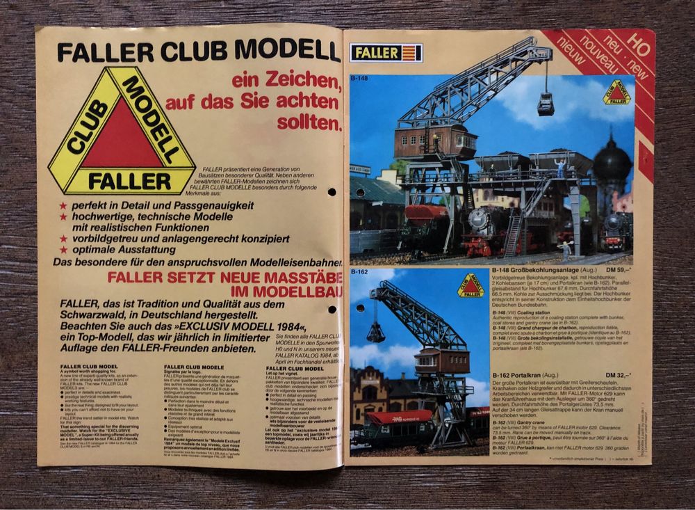 Stary oryginalny katalog FALLER 1984 Dodatek Nowość kolejka H0 model