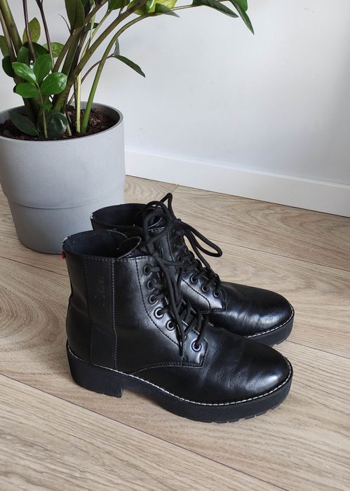 Botki damskie trapery czarne modne s.Oliver