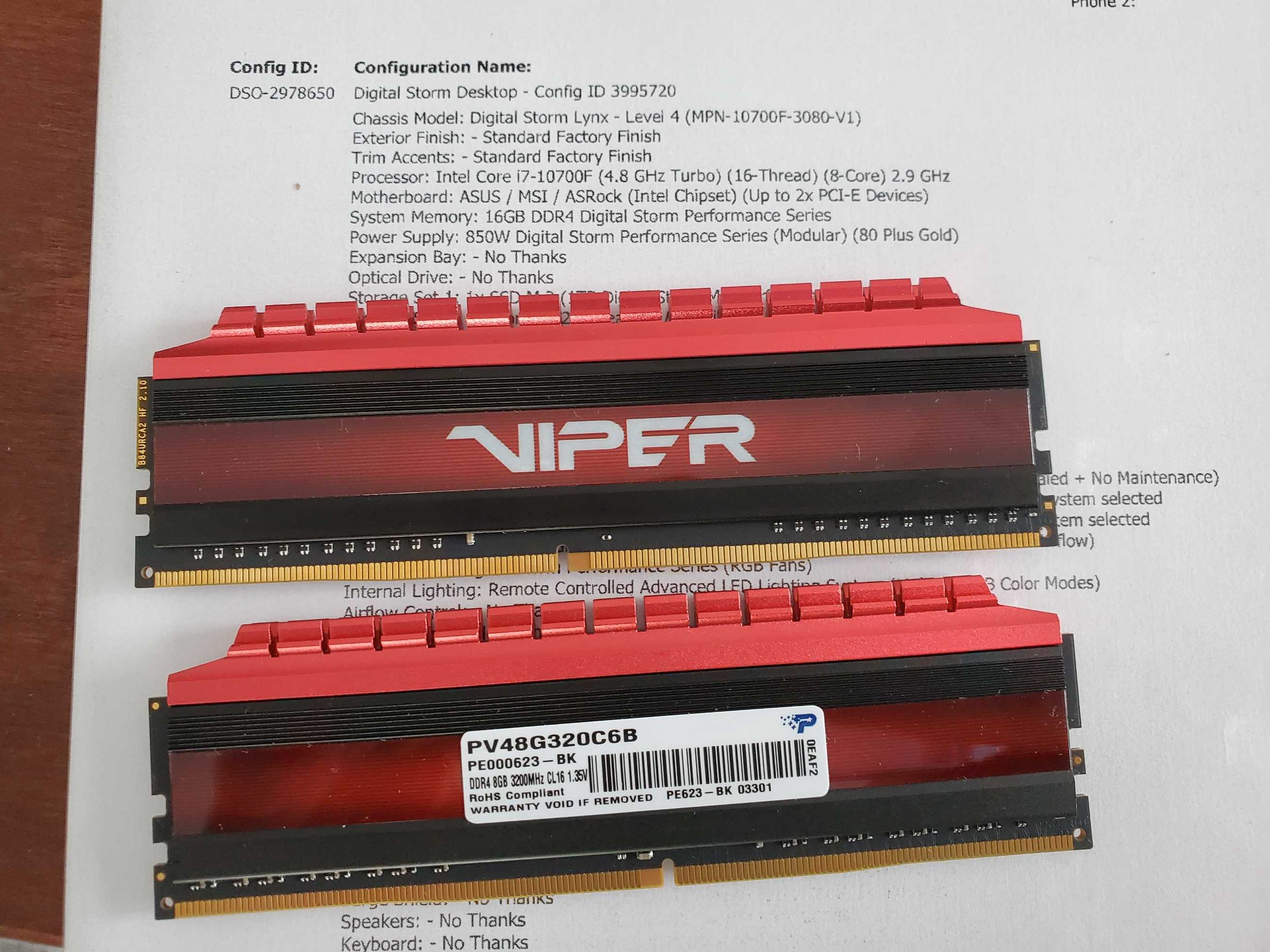 Оперативна память Patriot Viper 4 8GB (2x8GB) 16GB DDR4 3200MHz НОВА