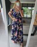 Sukienka 4xl 48 plus size granatowa w kwiaty kwiatki letnia