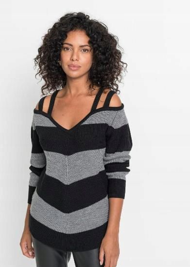 B.P.C sweter odkryte ramiona w pasy ^36/38