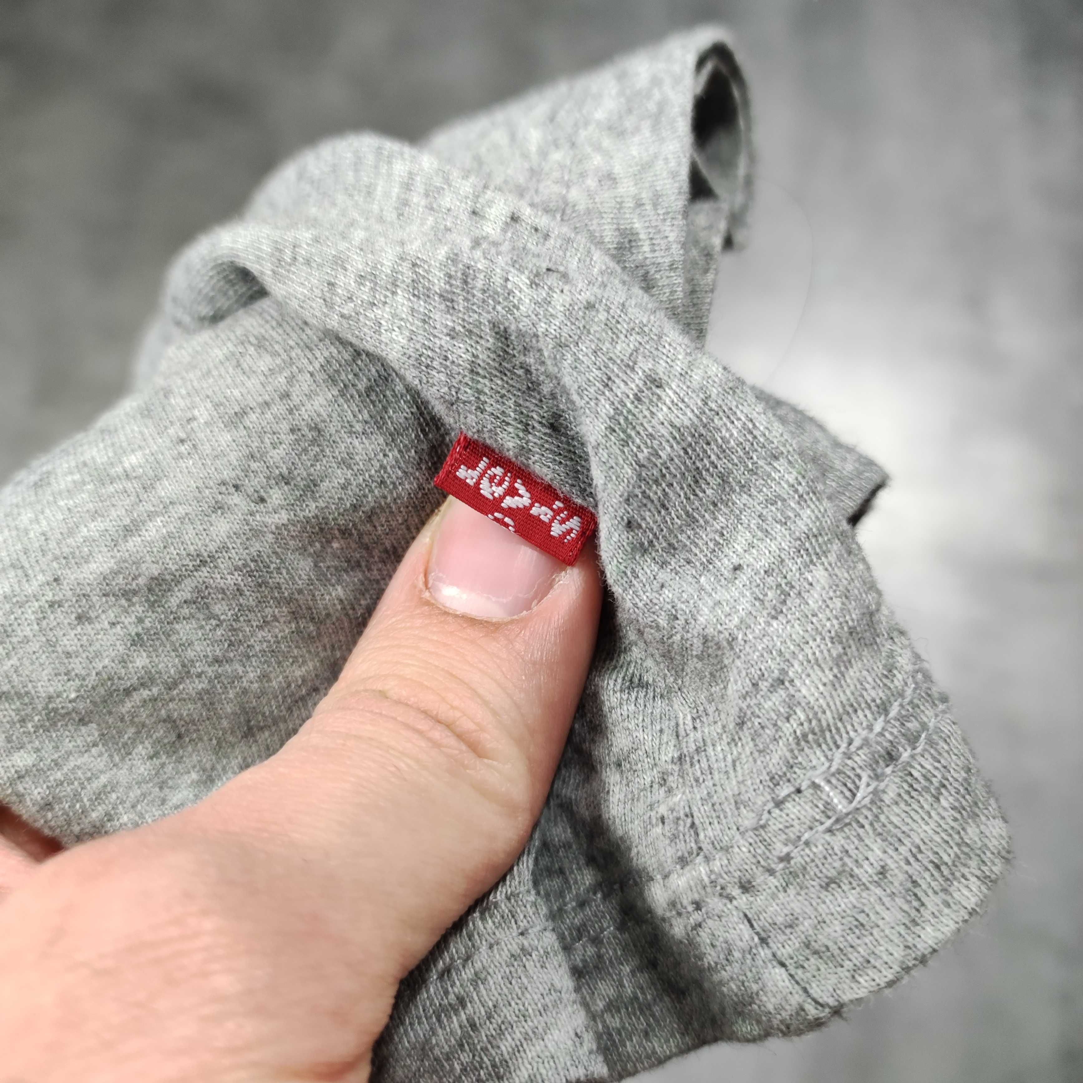 DAMSKA Klasyczna Letnia Szara Bawełniana Koszulka Levis Duże Logo