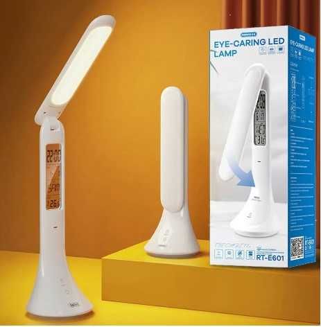 Настільна LED лампа Remax RT-E601 акумуляторна з годинником термометр