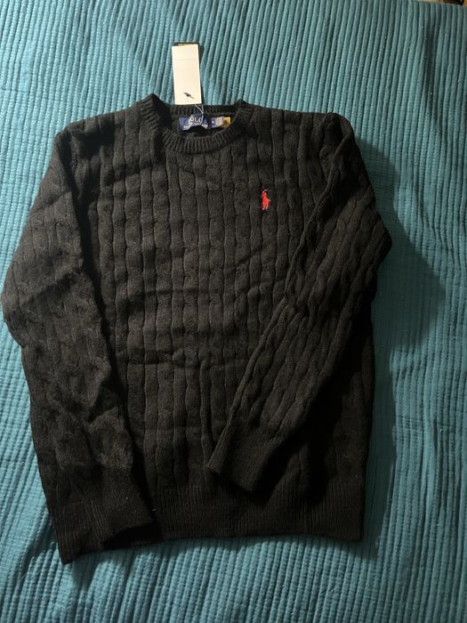 Polo ralph lauren cableknit Suéter de algodão preto tamanho: M