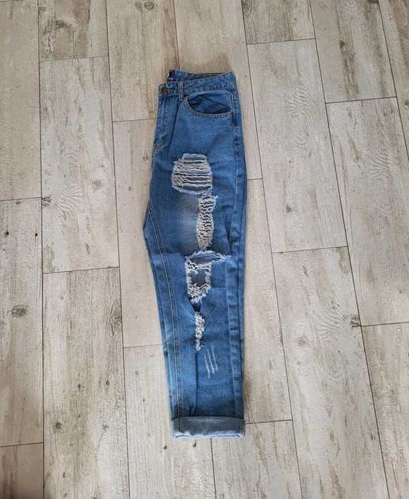 Spodnie z wysokim stanem spodnie z przetarciami 38