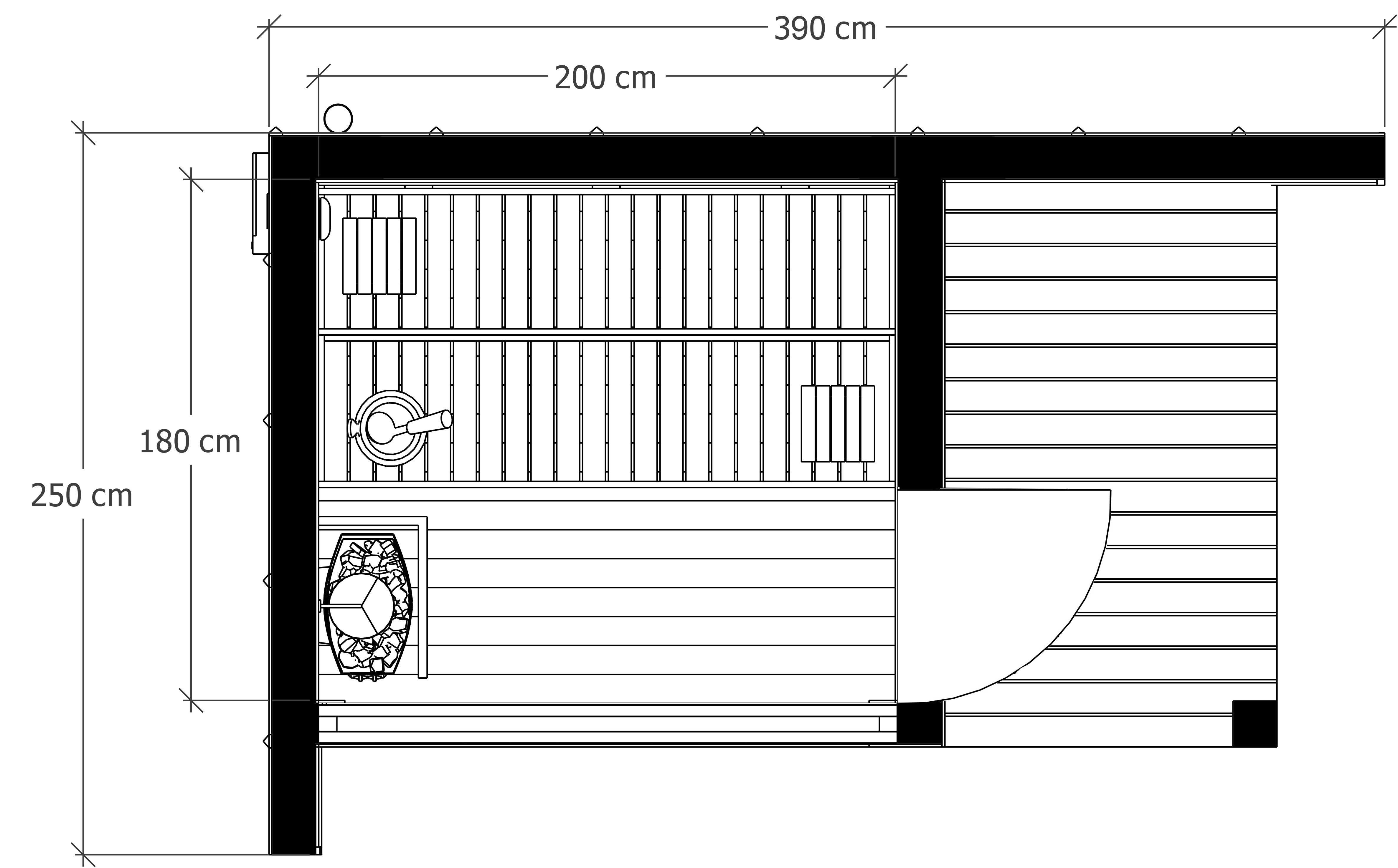 Sauna ogrodowa Leo 390 cm x 250 cm