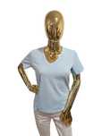 T-shirt błękitny w serek Madame Sue rozmiar S