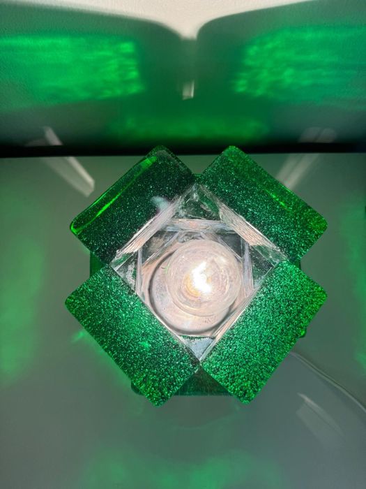 Par de candeeiros em vidro verde