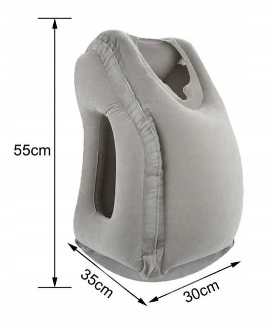 Dmuchana poduszka podróżna – do samolotu, samochodu, wygodna do spania