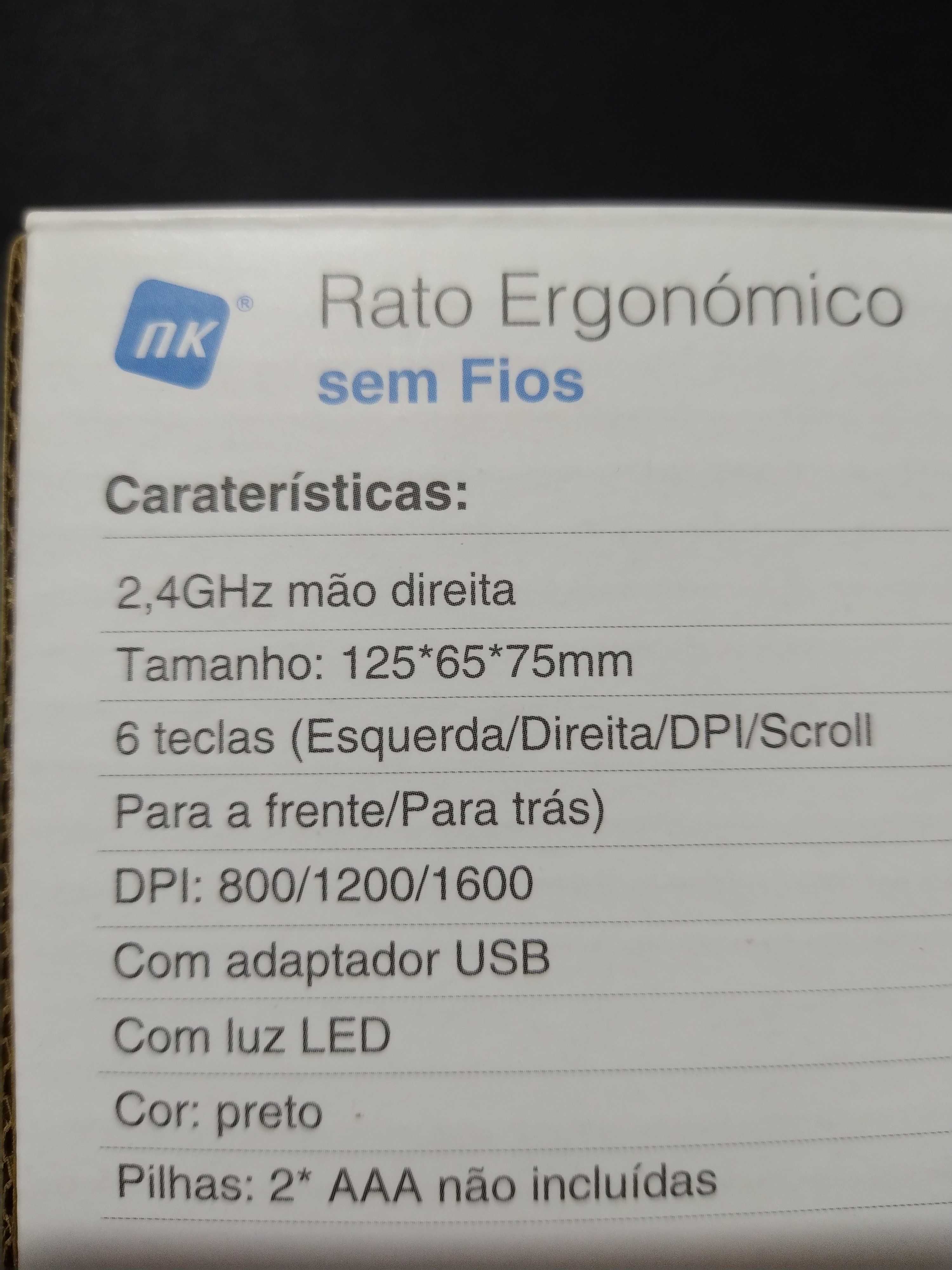 Rato ergonómico novo sem fios com garantia