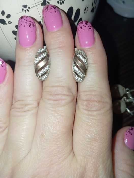 Срібні сережки з золотом