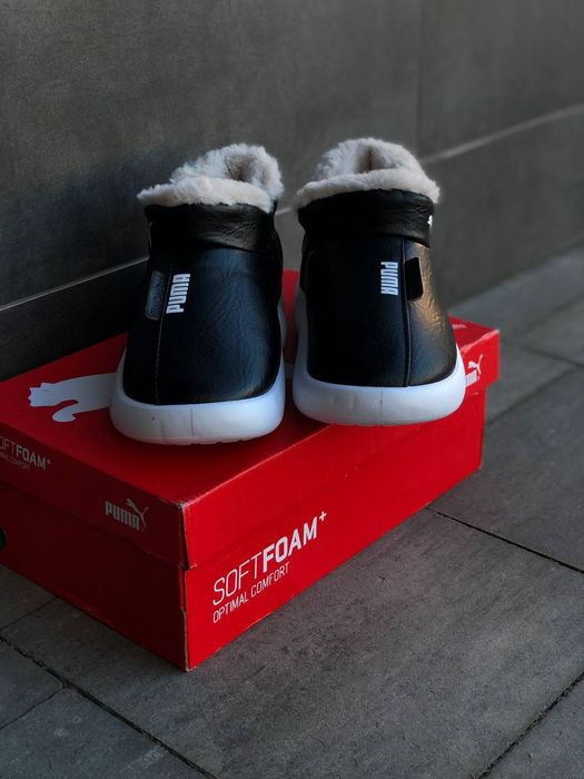 Мужские Сноубутсы Puma Черные уличные дутики Пума Чоловічі Сноубутси