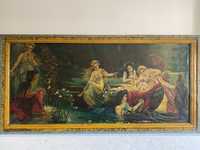 Картина большая 60-х годов «Девушки на воде» холст 160х76, масло