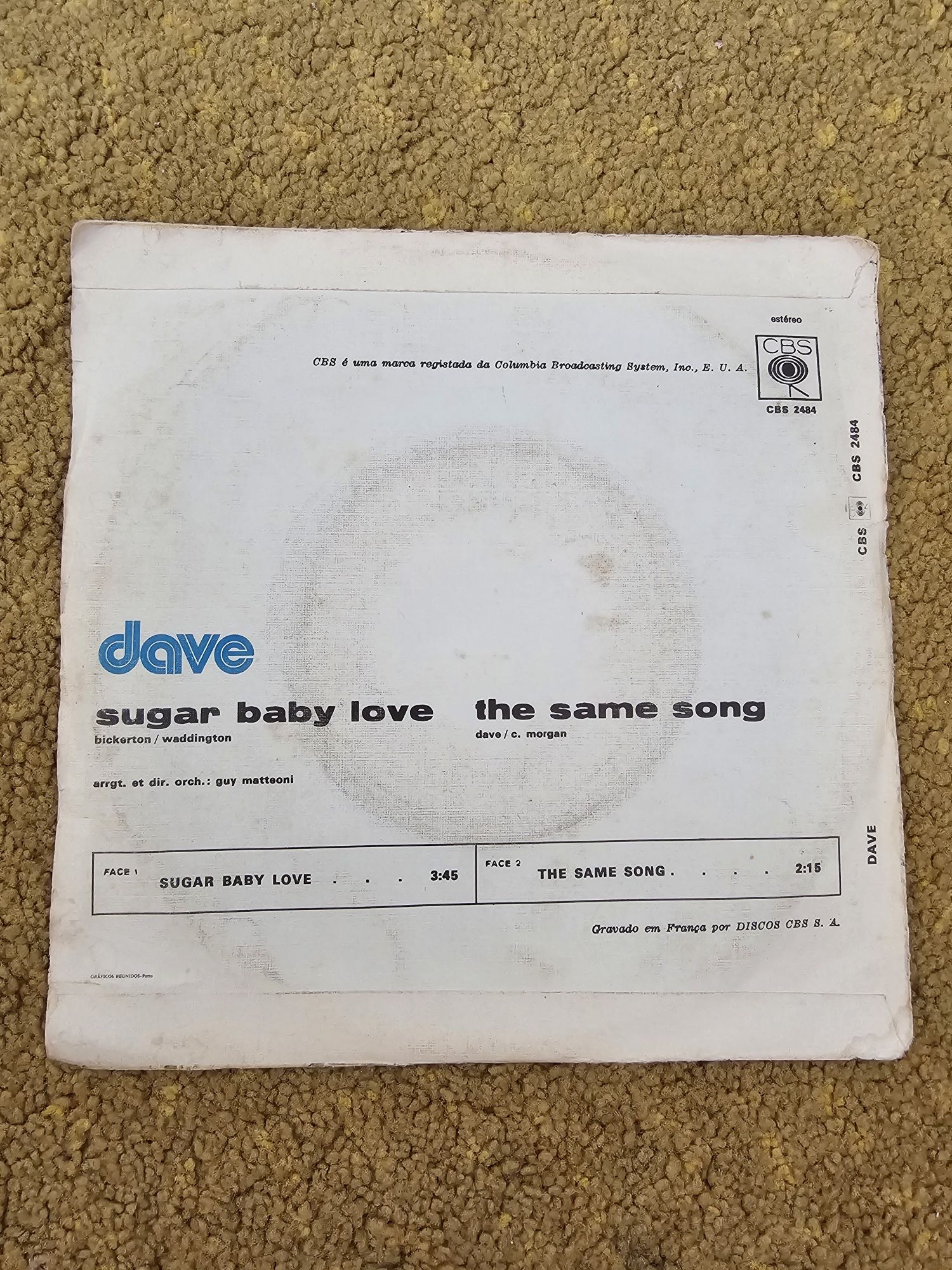 Disco vinil 7" Dave sugarbaby love