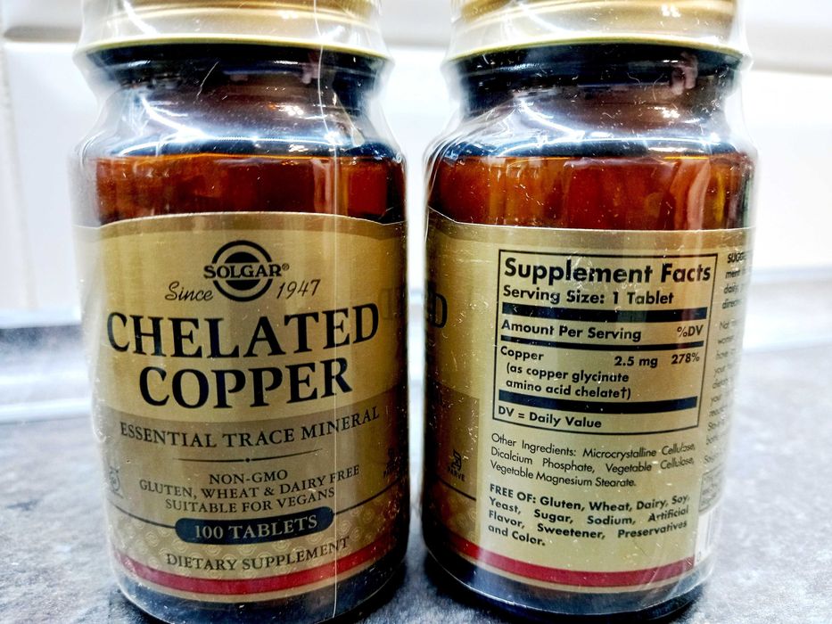 Solgar, Chelated Copper (100 таб.), хелатная медь, хелатна мідь