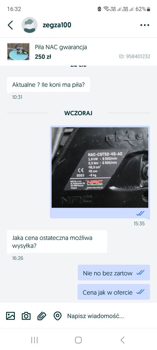 Piła NAC CST52-45  Gwarancja !