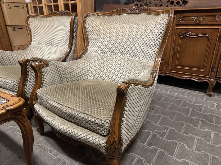 Fotele drewniane fotel Ludwik fotel uszak zestaw foteli opcje