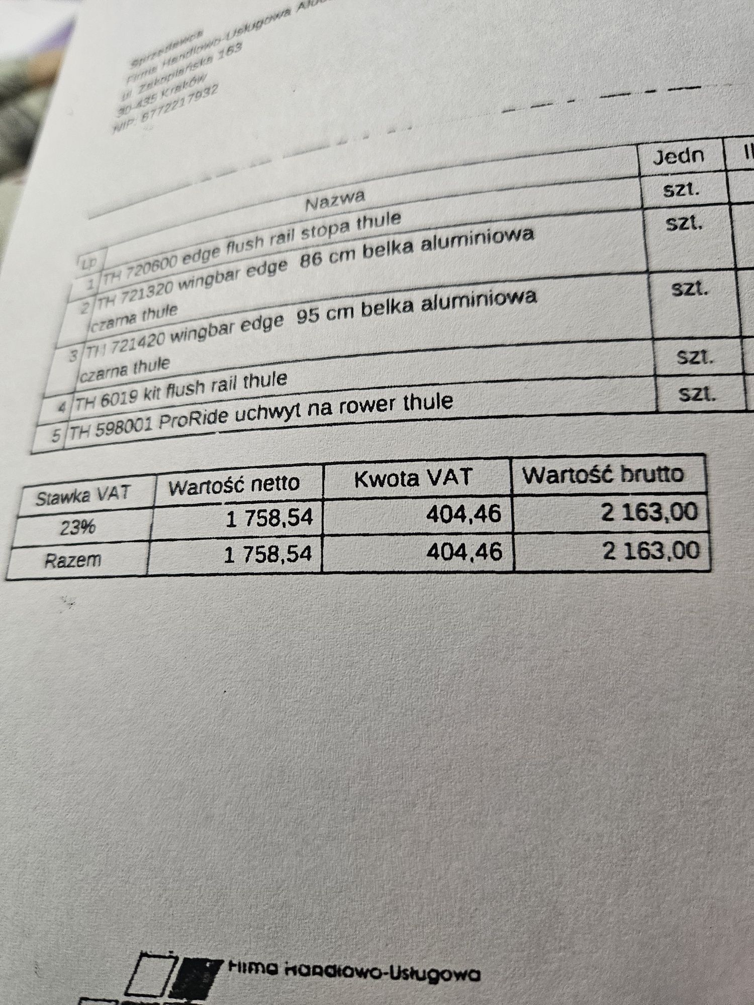 Thule wingbar Edge Black bagażnik dachowy belki relingi poprzeczki vw