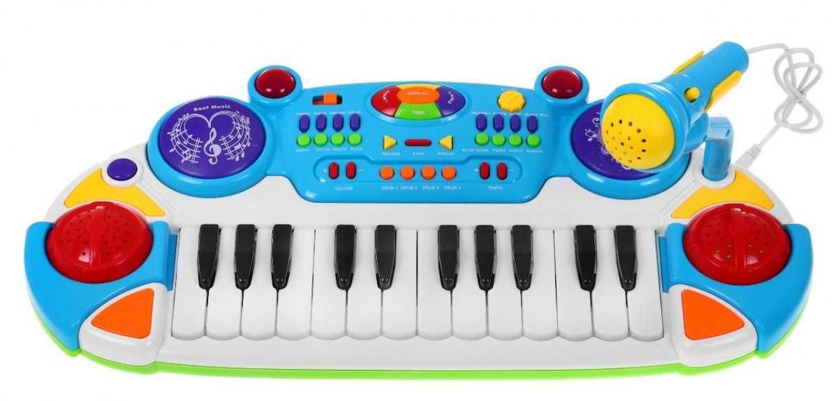 Zestaw muzyczny Keyboard + Werble + Mikrofon dla dzieci 3+