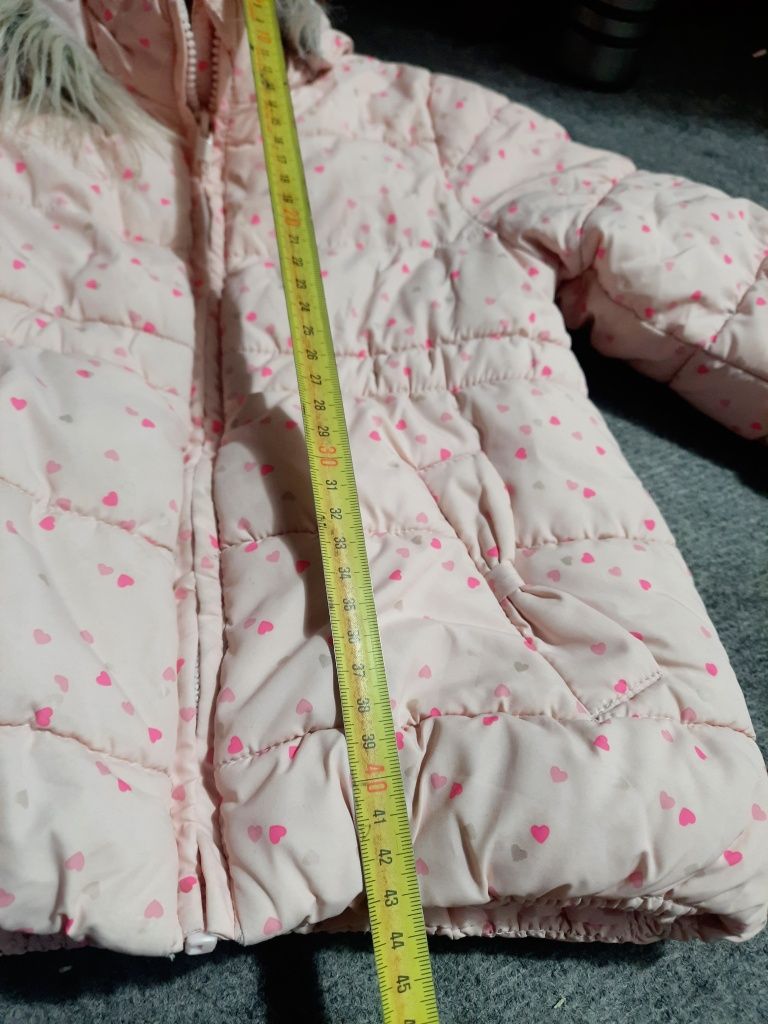 Kurteczka h&m 98 w kropki handm kurtka dziecięca zimowa różowa jesienn