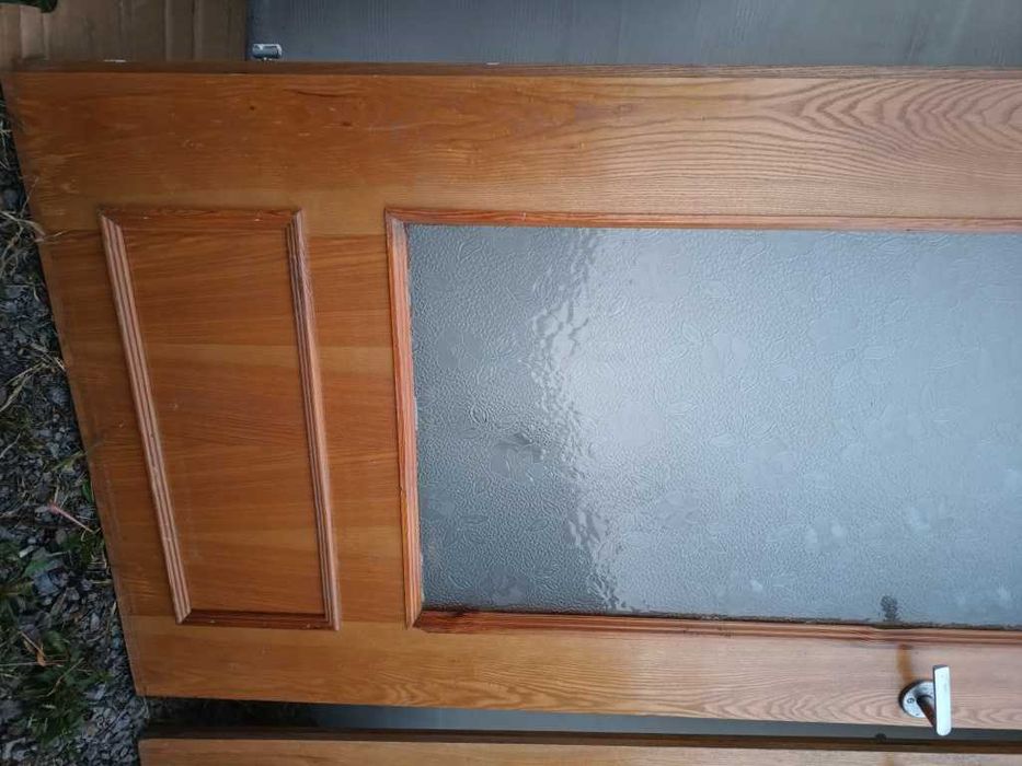 Komplet DRZWI wew. 80cm Drewno Natural SOSNA Okucia Szyba Zamek Klucze