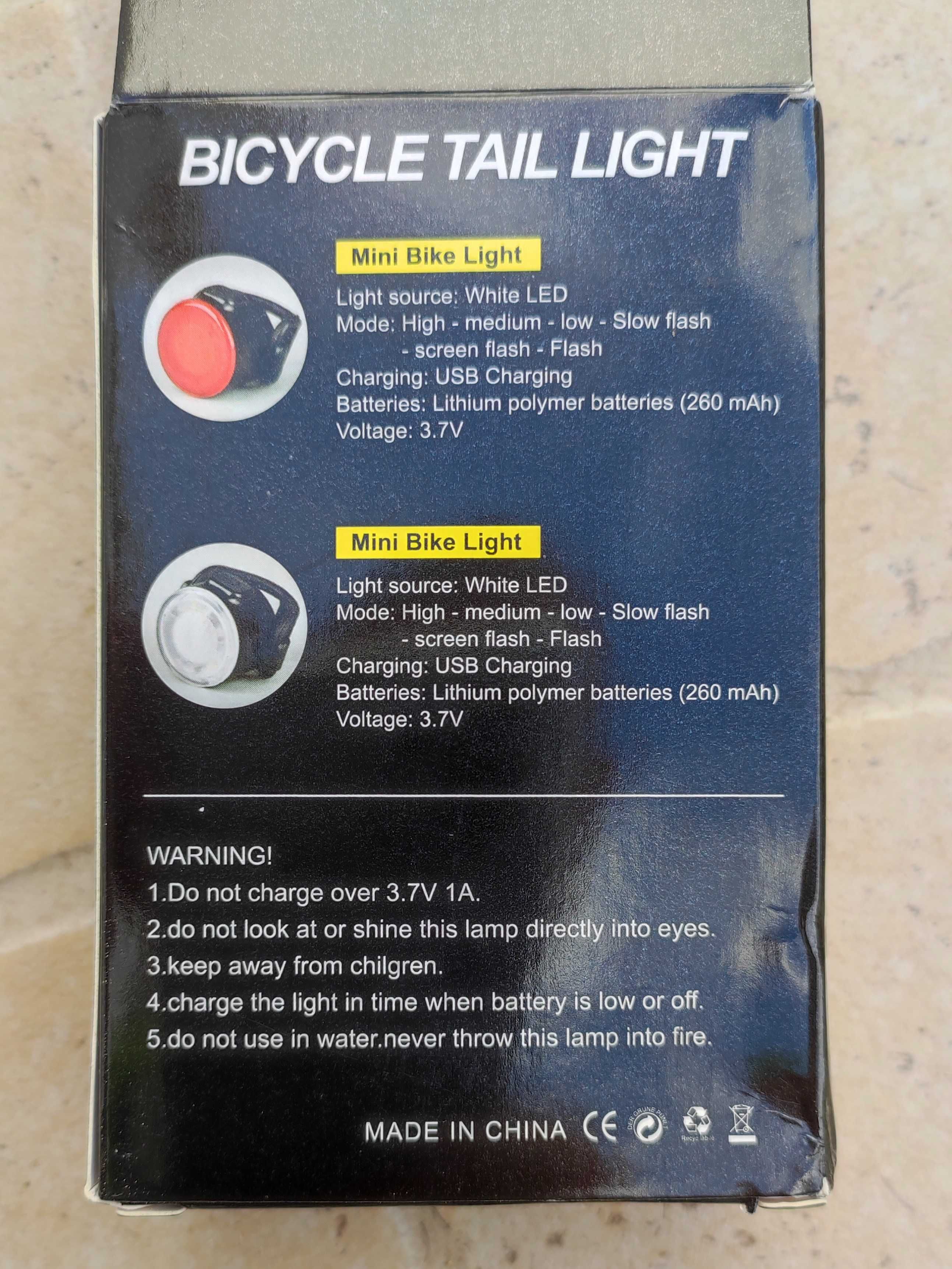 Luz LED Bicicleta Traseira Recarregável USB