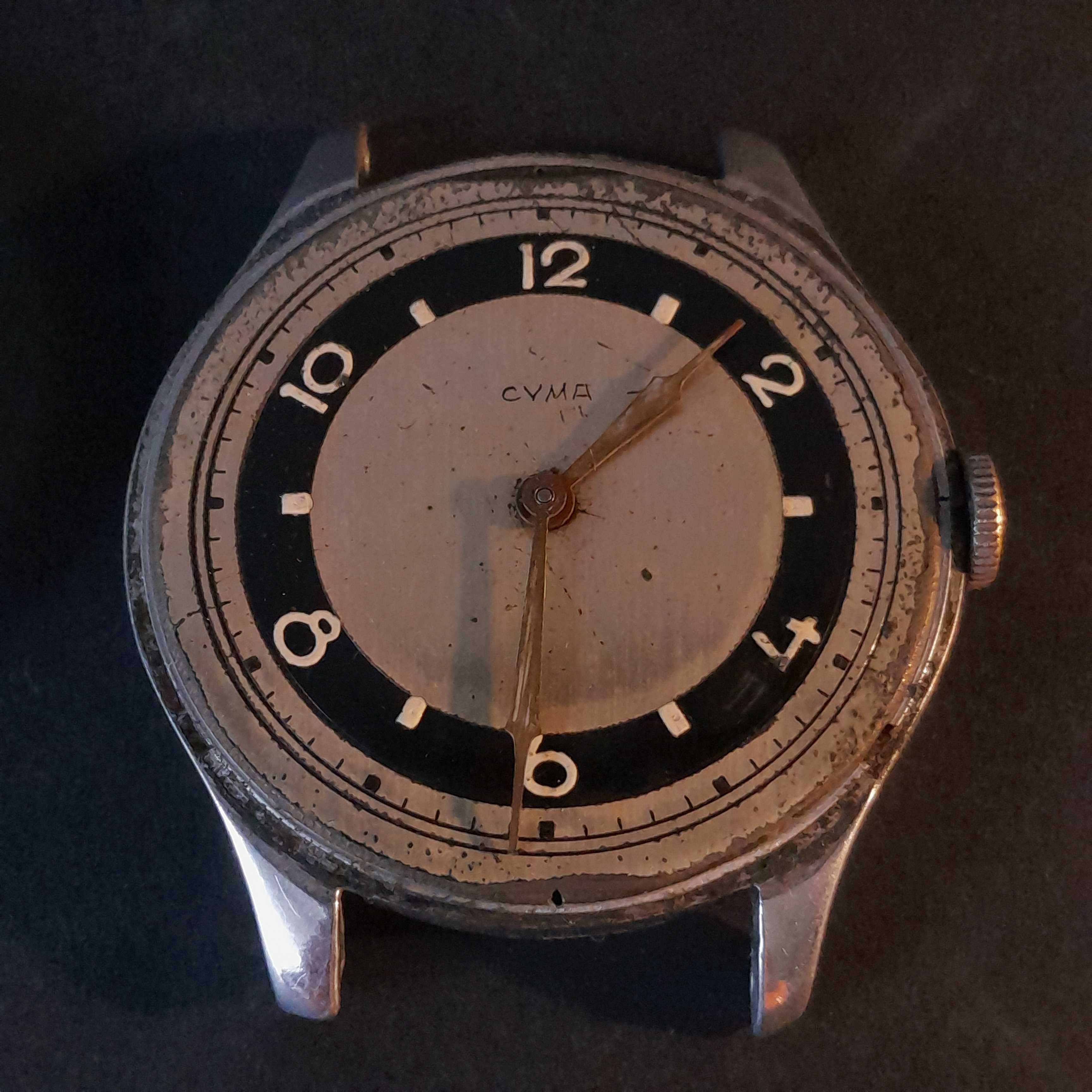 Cyma Zegarek mechaniczny Jumbo Pilot 45 mm Vintage Military